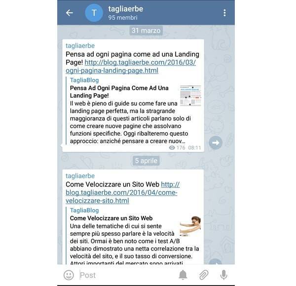 Feed RSS del Canale Telegram