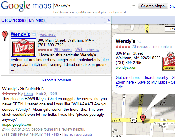 Una simpatica recensione inserita nelle mappe di Google :-)