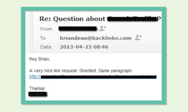 Risposta alla email linkbuilding