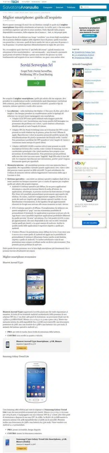 Come Guadagnare con le Affiliazioni 3 Sito con link affiliati verso prodotti tecnologici