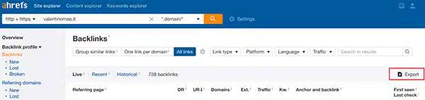 Ahrefs Export