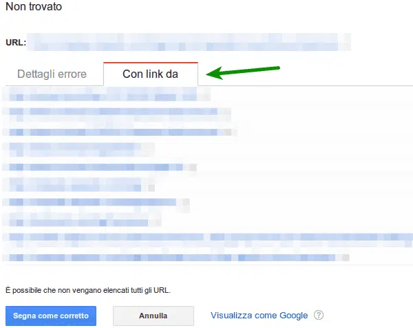 Dettagli errore scansione 404