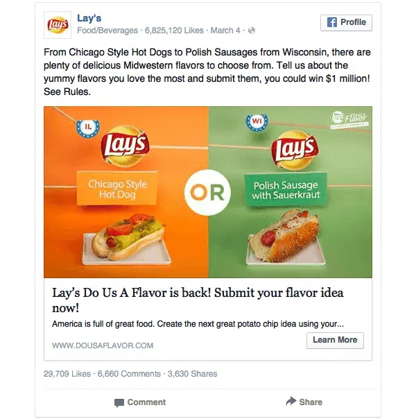 Banner Facebook con le parole YUMMY e WIN