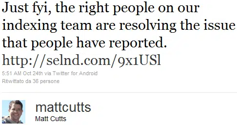 Google sta tornando ad indicizzare...