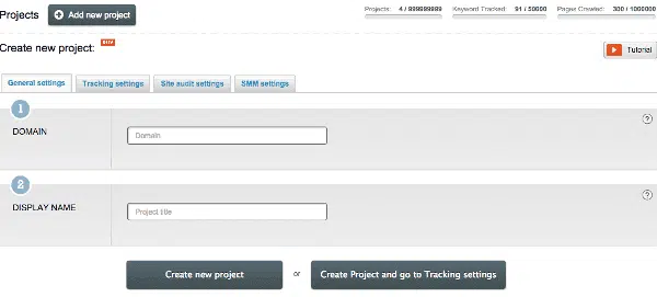 Semrush aggiungi nuovo