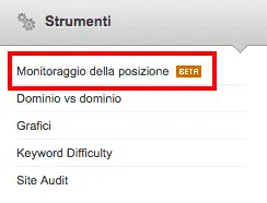 Come monitorare il posizionamento di un sito col Position Tracking di SEMrush 5 semrush posizione