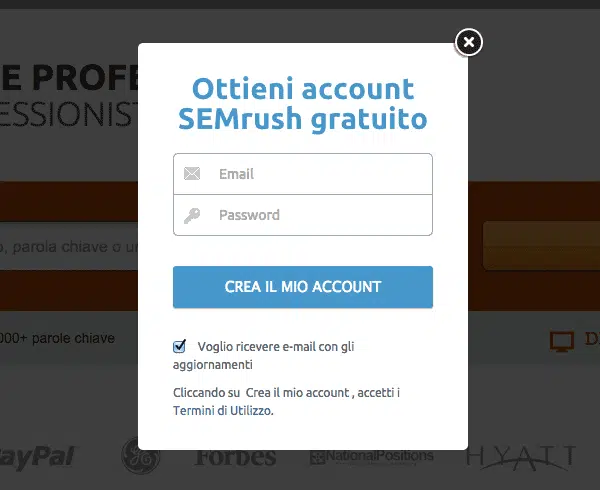 Semrush registrazione