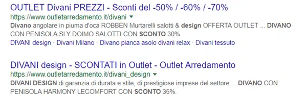 Query divano design sconto