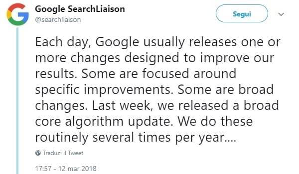 Google Core Update Marzo 2018