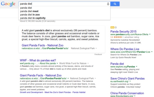 Google Suggest Panda Diet