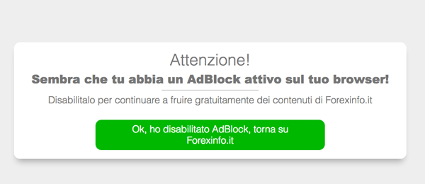 Il blocco screen di BlockAdblock in azione