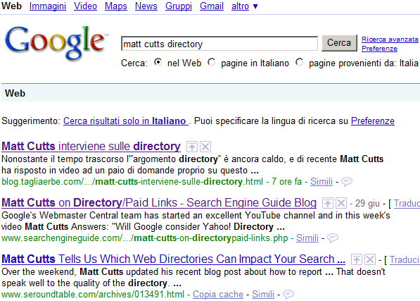 Google Web Search e Google Blog Search: c’è una grossa differenza…